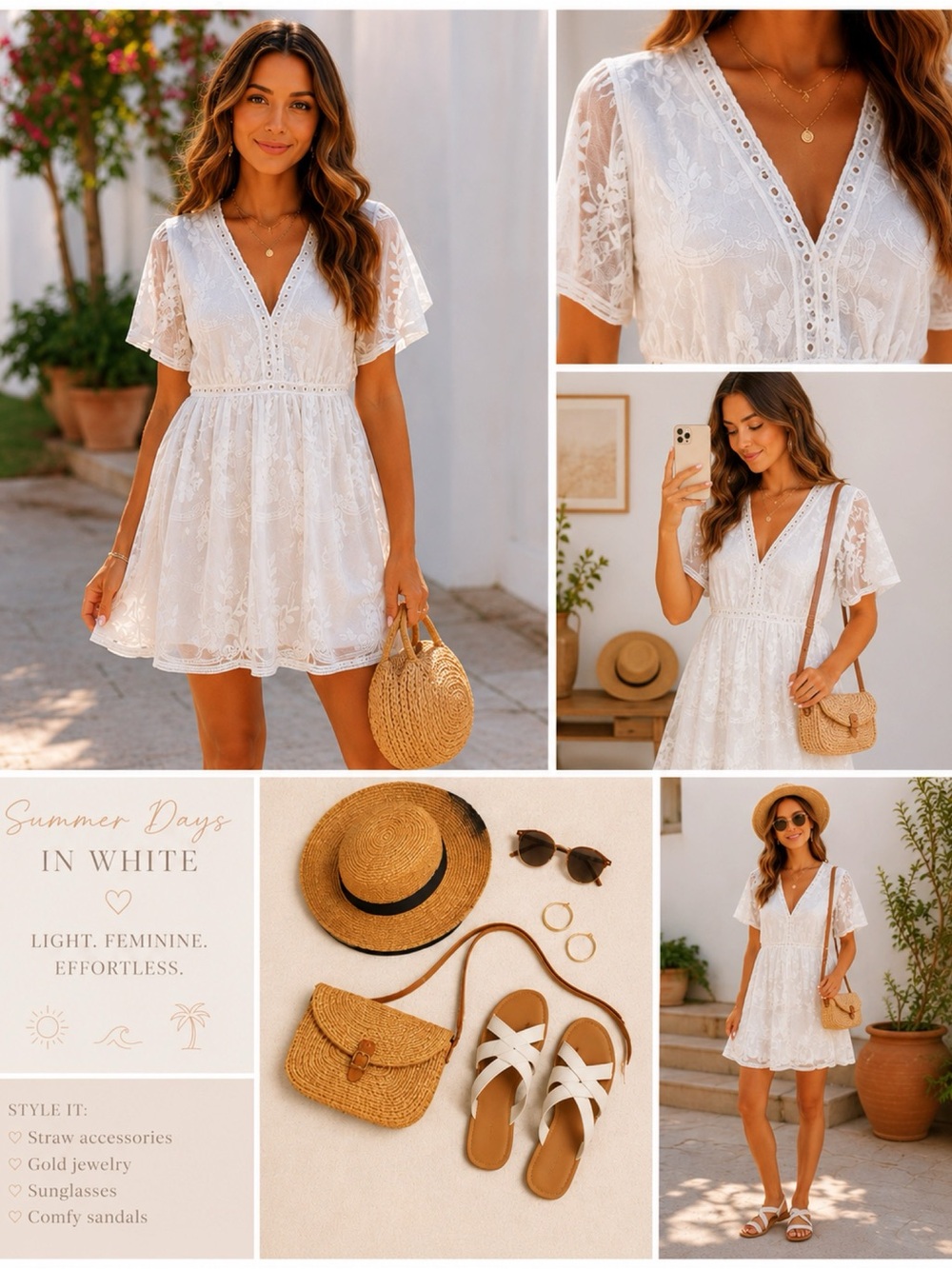 BELLA ELLA Boutique White Embroidered Mini Dress